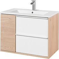 Акватон Тумба под раковину Бостон 75 белая глянцевая, дуб эврика